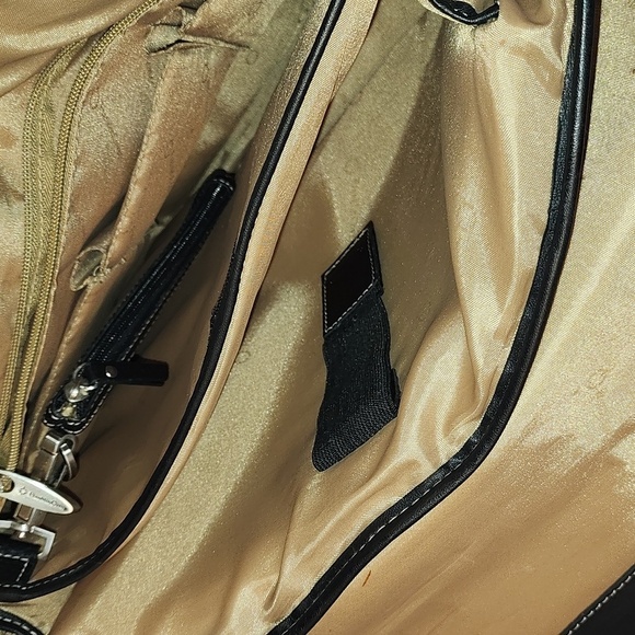 Franklin Covey Black Leather Handbag Travel Laptop Tote Purse - Picture 15 of 16